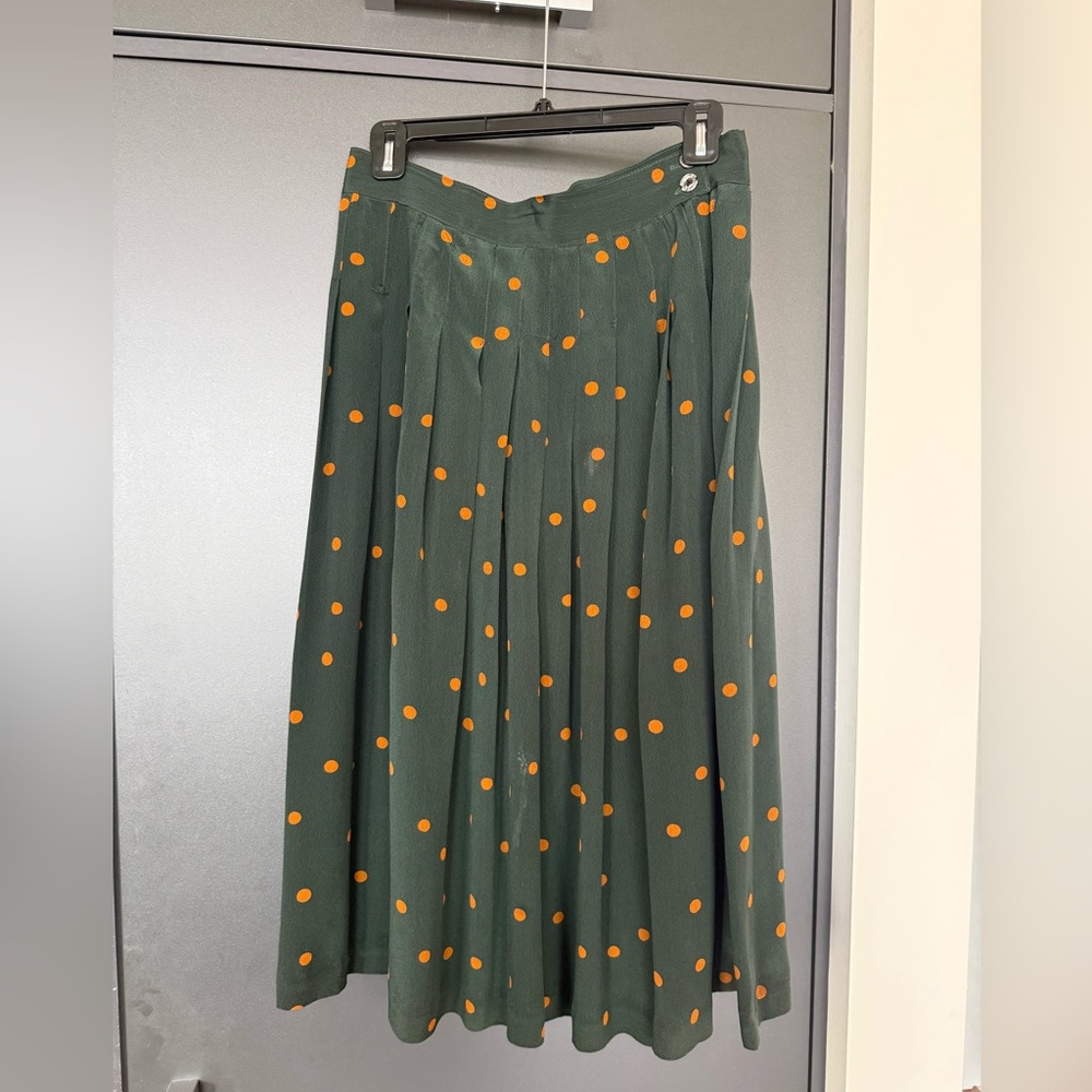 Christian Dior Pleated Midi Polka Dot Skirt
